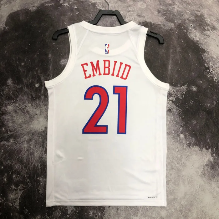 22-23 76ERS EMBIID #21 White City Edition Top Quality Hot Pressing NBA Jersey