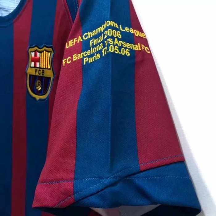 2005-2006 Barcelona Home UCL Retro Soccer Jersey（带决赛字）