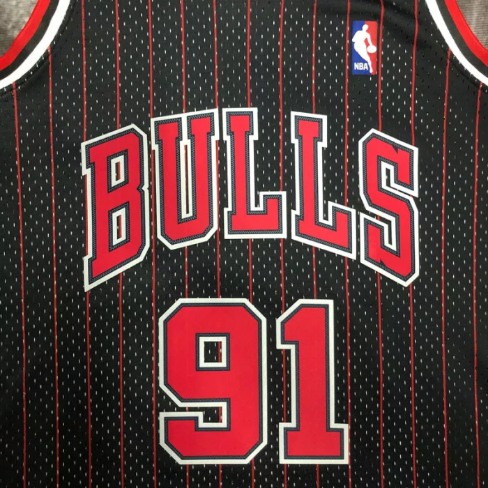 1996 BULLS RODMAN #91 Black Retro Top Quality Hot Pressing NBA Jersey