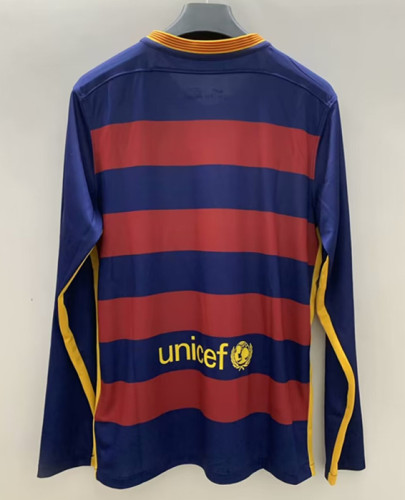 2015-2016 Barcelona Home Long Sleeve Retro Soccer Jersey