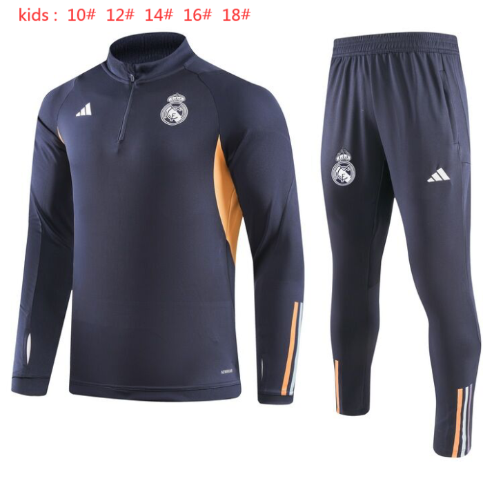 23-24 Real Madrid High Quality Kids Half Pull Tracksuit