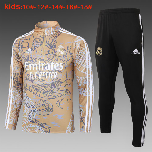 23-24 Real Madrid High Quality Kids Half Pull Tracksuit