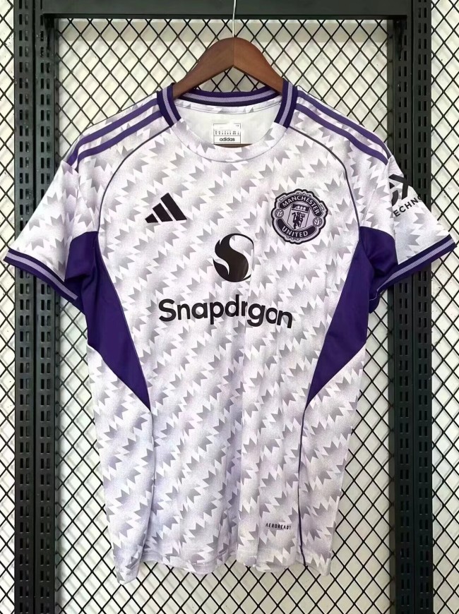25-26 Manchester United White Purple Special Edition Fans Soccer Jersey