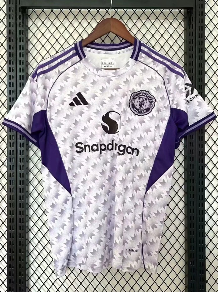 25-26 Manchester United White Purple Special Edition Fans Soccer Jersey