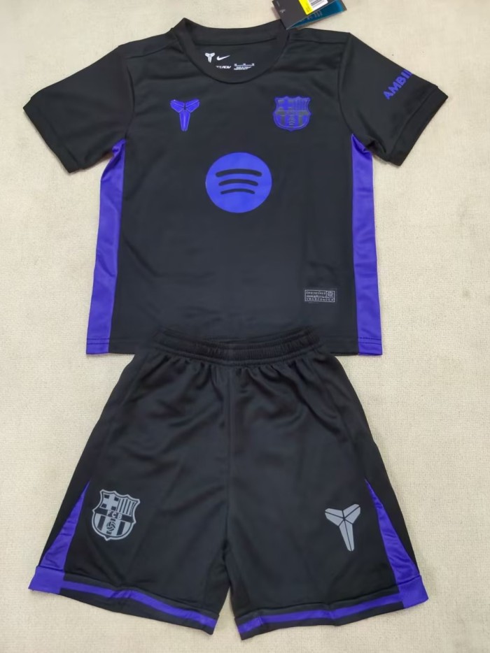 25-26 Barcelona Black Special Edition Kids Soccer Jersey 1:1 Thai Quality
