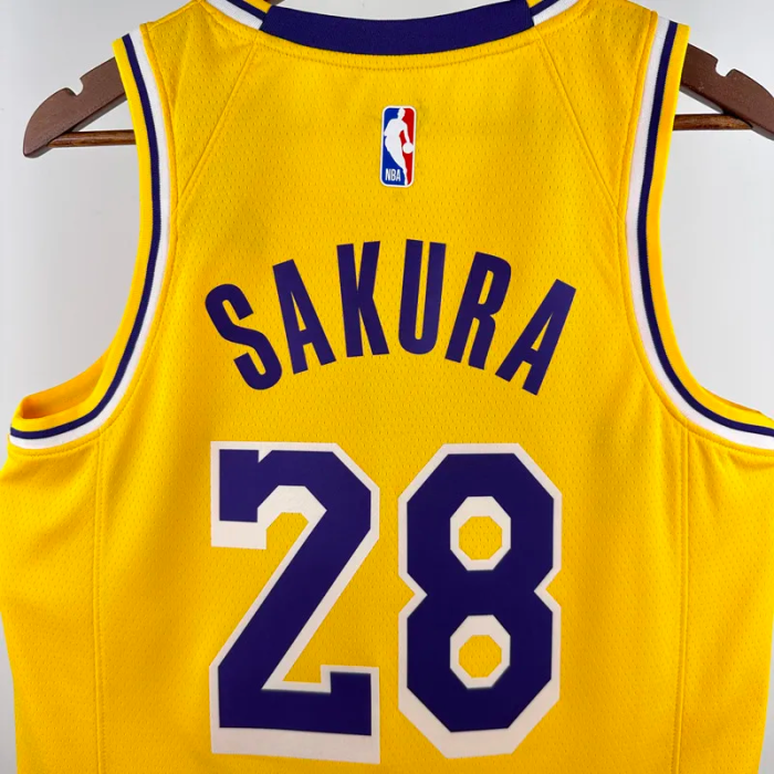 22-23 LAKERS SAKURA #28 Yellow Top Quality Hot Pressing NBA Jersey