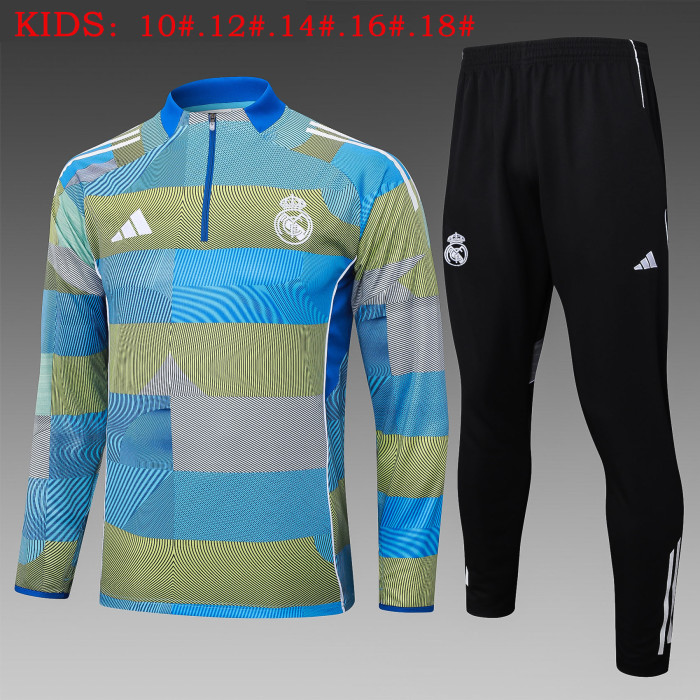 25-26 Real Madrid High Quality Kids Half Pull Tracksuit