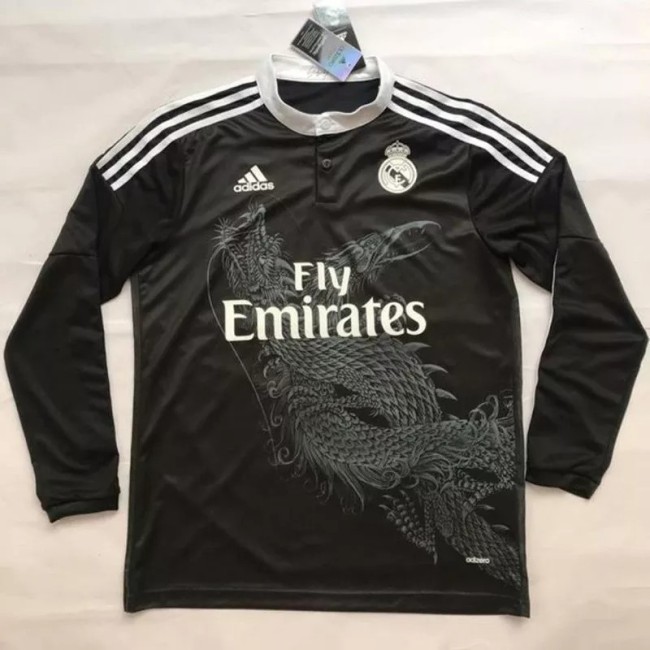 2014-2015 Real Madrid Third Black Long Sleeve Retro Soccer Jersey