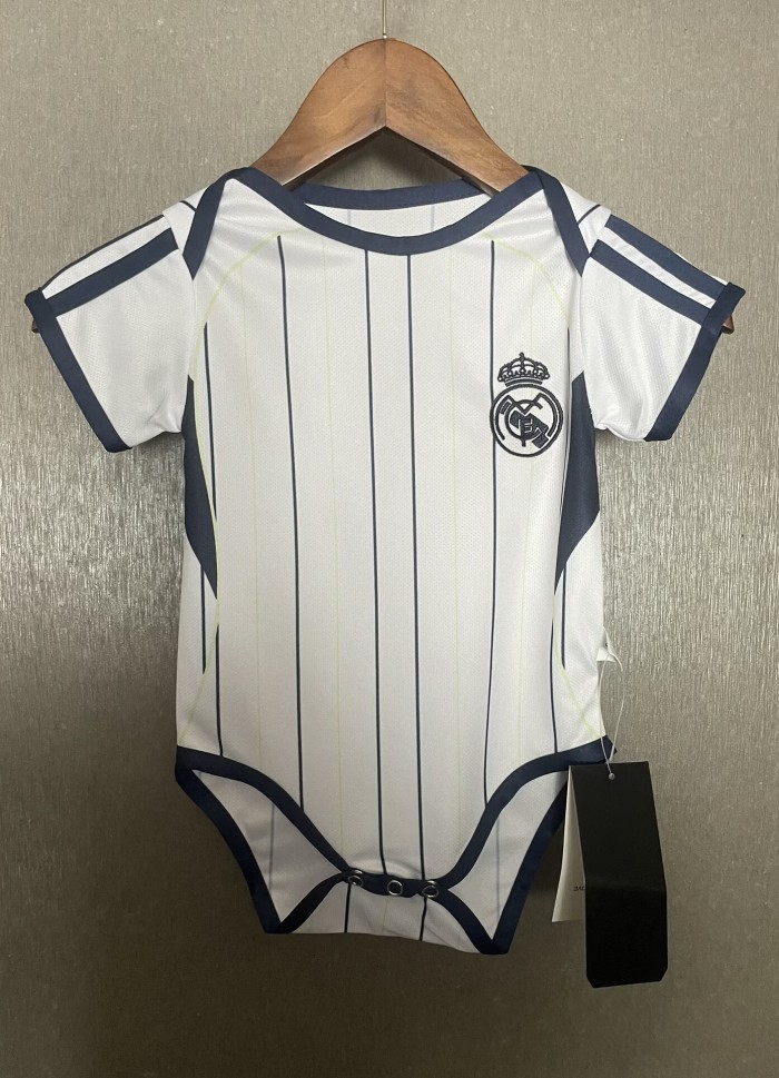 25-26 Real Madrid White Casual Edition Baby Infant Crawl Suit