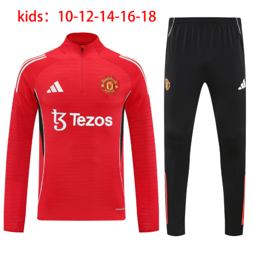 25-26 Manchester United High Quality Kids Half Pull Tracksuit