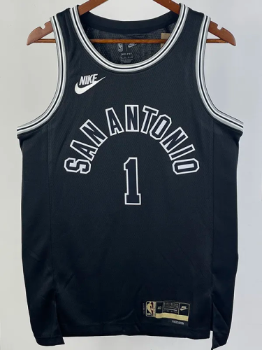 22-23 SA Spurs WEMBANYAMA #1 Black Top Quality Hot Pressing NBA Jersey (Retro Logo)