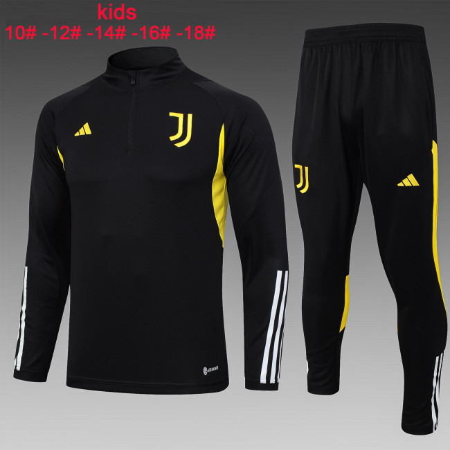 23-24 Juventus High Quality Kids Half Pull Tracksuit