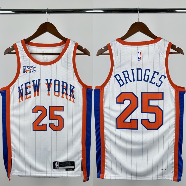 24-25 KNICKS BRIDGES #25 White City Edition Top Quality Hot Pressing NBA Jersey