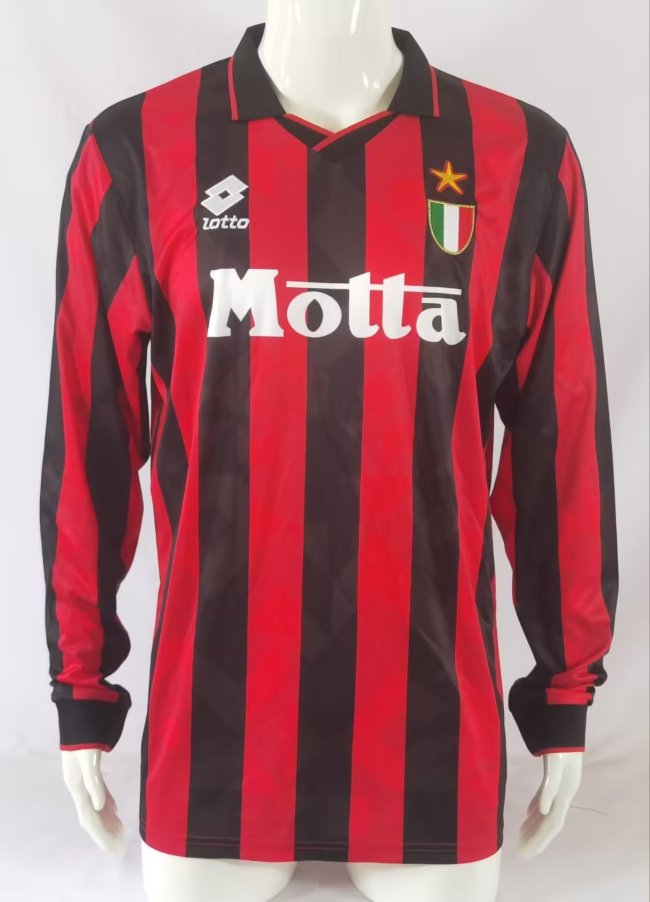 1993-1994 AC Milan Home Long sleeves Retro Soccer Jersey