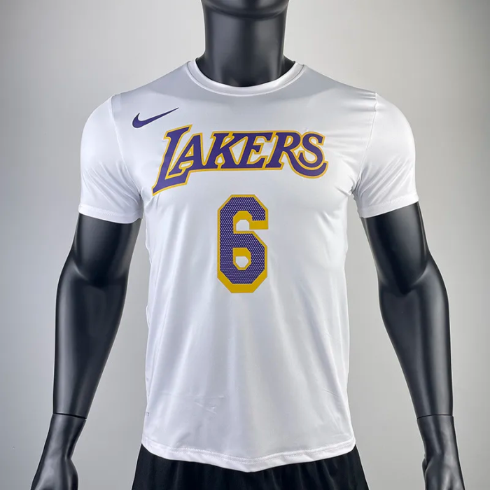 2023 LAKERS JAMES #6 White Quick drying T-shirt