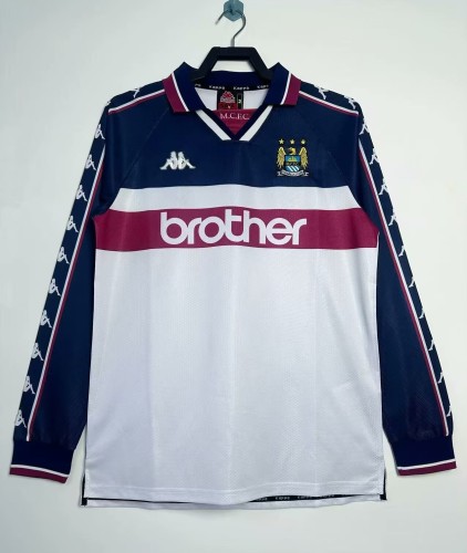 1997-1998 Manchester City Home Long Sleeve Retro Soccer Jersey (长袖)