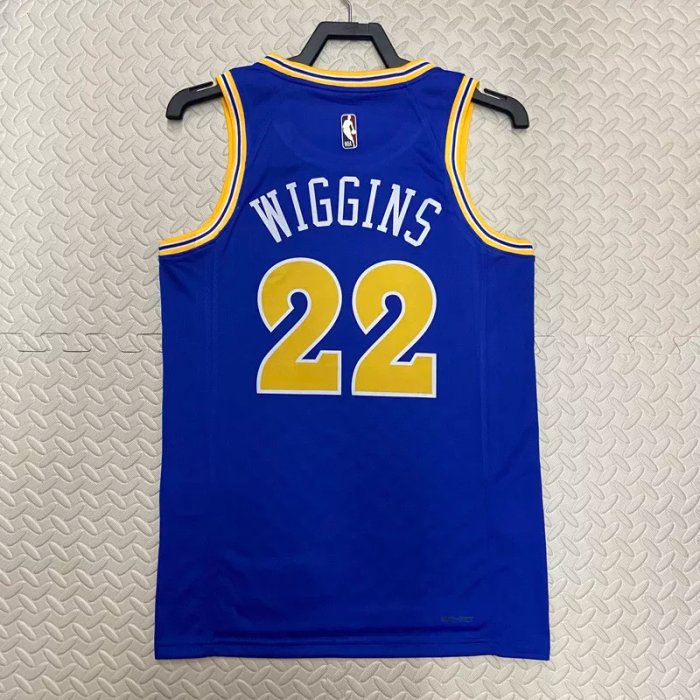 22-23 WARRIORS WIGGINS #22 Blue Top Quality Hot Pressing NBA Jersey (Retro Logo)