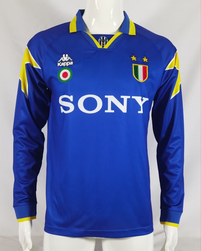 1995-1996 Juventus Away Blue Long sleeves Retro Soccer Jersey