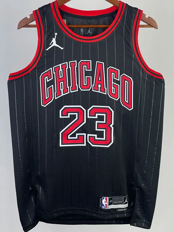 22-23 BULLS JORDAN #23 Black Top Quality Hot Pressing NBA Jersey (Trapeze Edition)