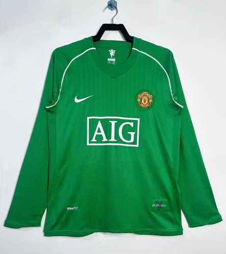 2007-2008 Manchester United Green Goalkeeper Long Sleeve Retro Soccer Jersey