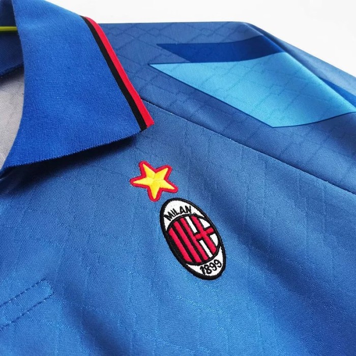 1995-1996 AC Milan Away Blue Retro Soccer Jersey