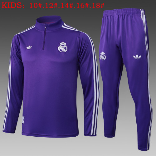 25-26 Real Madrid High Quality Kids Half Pull Tracksuit