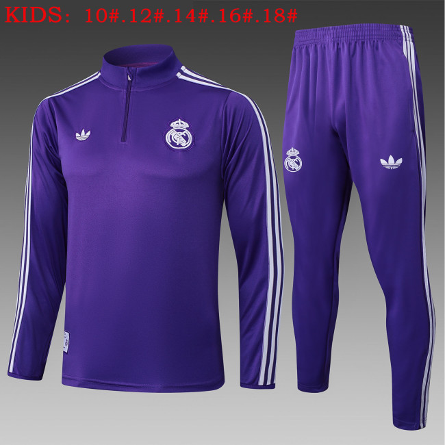 25-26 Real Madrid High Quality Kids Half Pull Tracksuit
