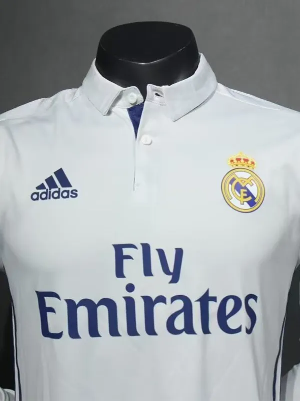 2016-2017 Real Madrid Home Long Sleeve Player Version Retro Soccer Jersey 长袖球员