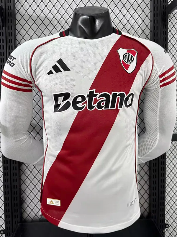 25-26 River Plate Home Long Sleeve Player Version Soccer Jersey (长袖球员) 1:1 Thai Quality