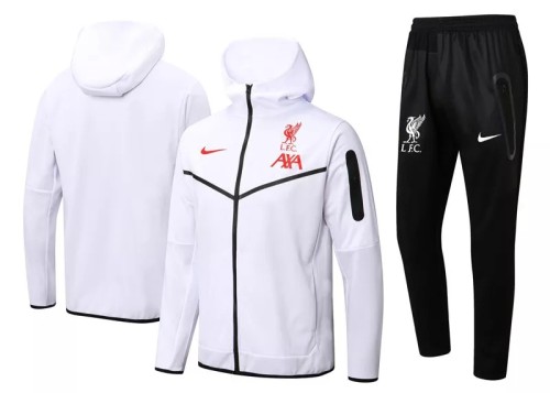 22-23 Liverpool White Hoodie Jacket Tracksuit#F384