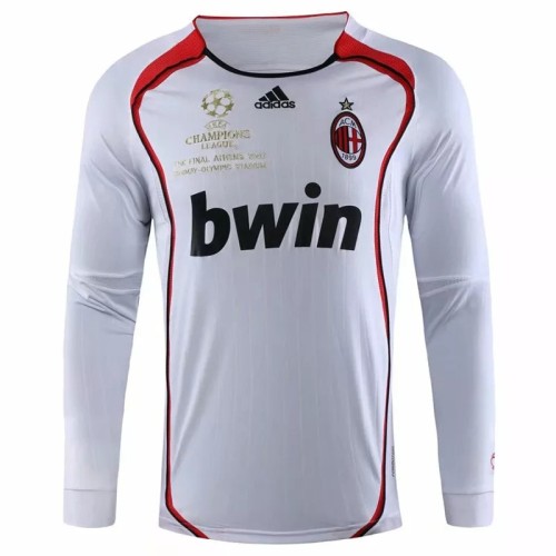2006-2007 AC Milan Away White Long Sleeve Retro Soccer Jersey(带决赛小字)