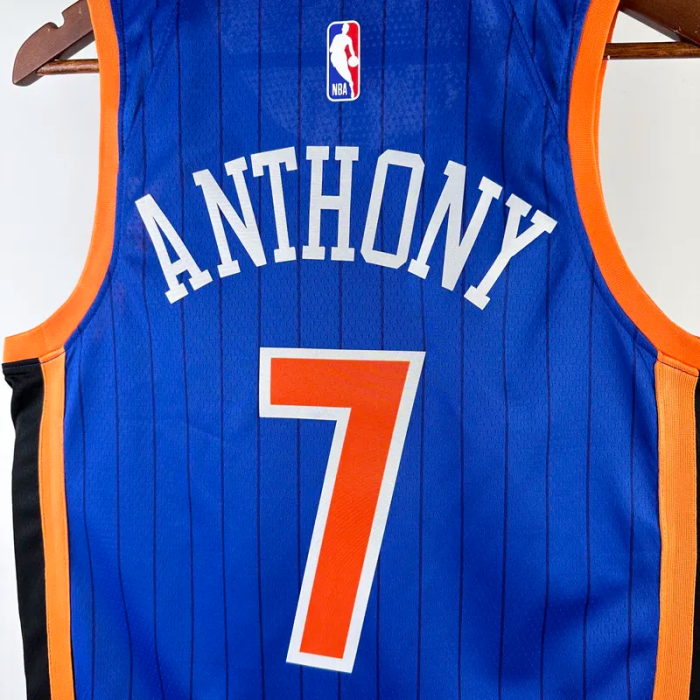 23-34 KNICKS ANTHONY #7 Blue City Edition Top Quality Hot Pressing NBA Jersey