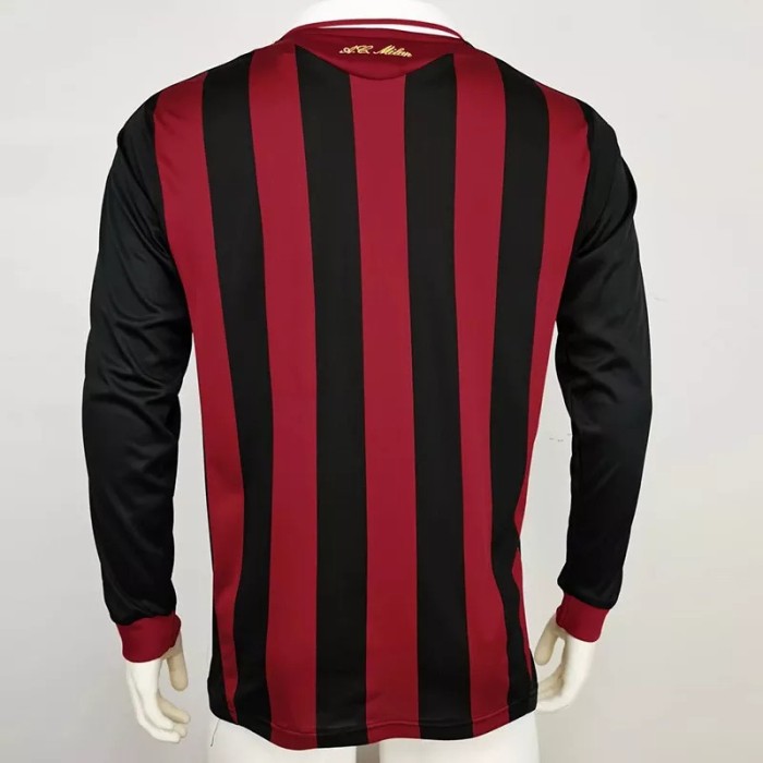 2009-2010 AC Milan Home Long Sleeve Retro Soccer Jersey