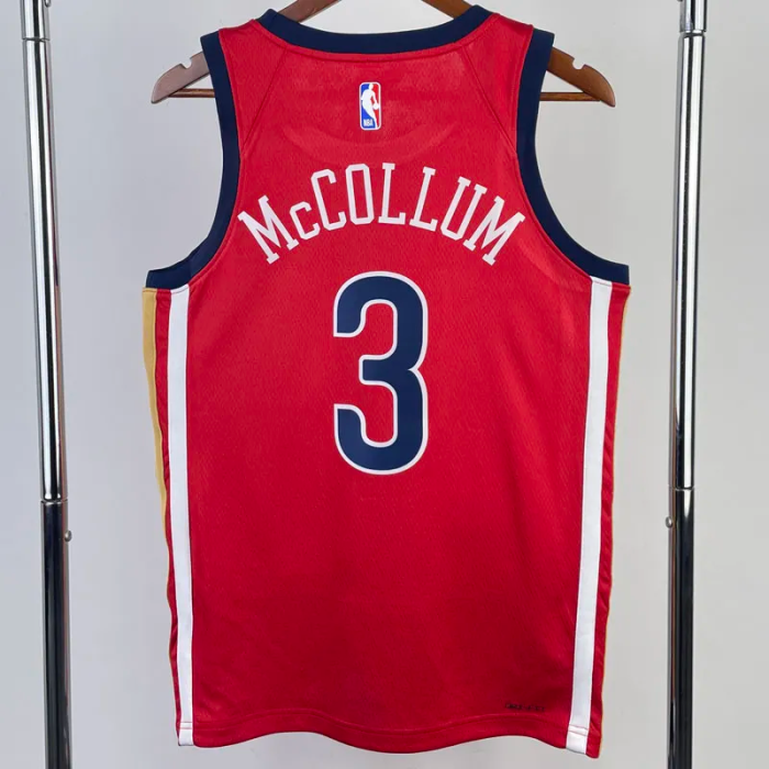 22-23 Pelicans McCOLLUM #3 Red Top Quality Hot Pressing NBA Jersey (Trapeze Edition) 飞人版
