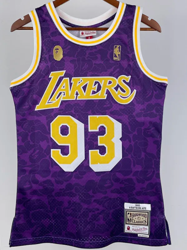 2023 LAKERS & BAPE #93 Purple Top Quality Hot Pressing NBA Jersey