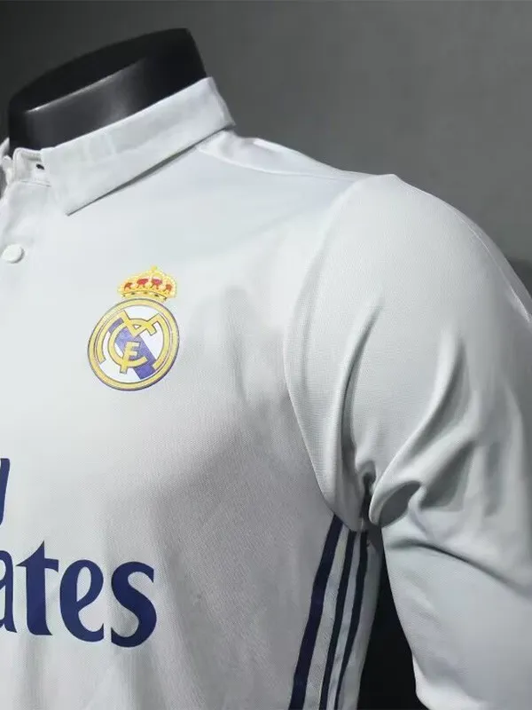 2016-2017 Real Madrid Home Long Sleeve Player Version Retro Soccer Jersey 长袖球员