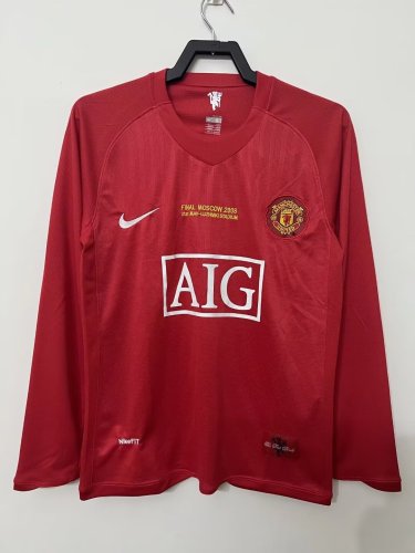 RONALDO 7 #2007-2008 Manchester United Home UCL Edition long sleeve Retro Soccer Jersey (欧冠决赛版)