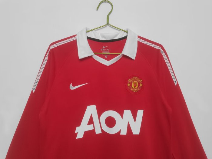 2010-2011 Manchester United Home Long Sleeve Retro Soccer Jersey