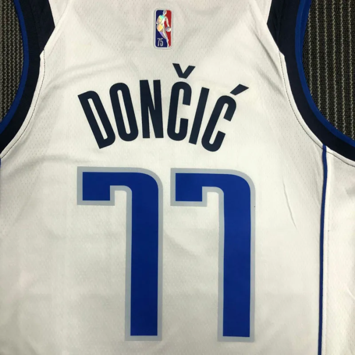 21-22 Dallas DONCIC #77 White 75th Anniversary Top Quality Hot Pressing NBA Jersey