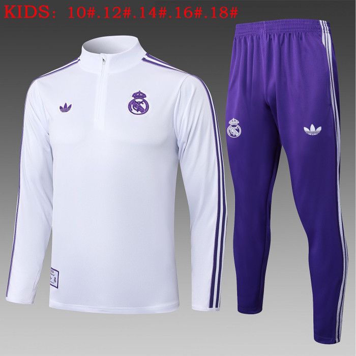 25-26 Real Madrid High Quality Kids Half Pull Tracksuit