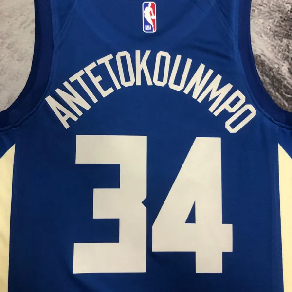 22-23 BUCKS ANTETOKOUNMPO #34 Blue City Edition Top Quality Hot Pressing NBA Jersey