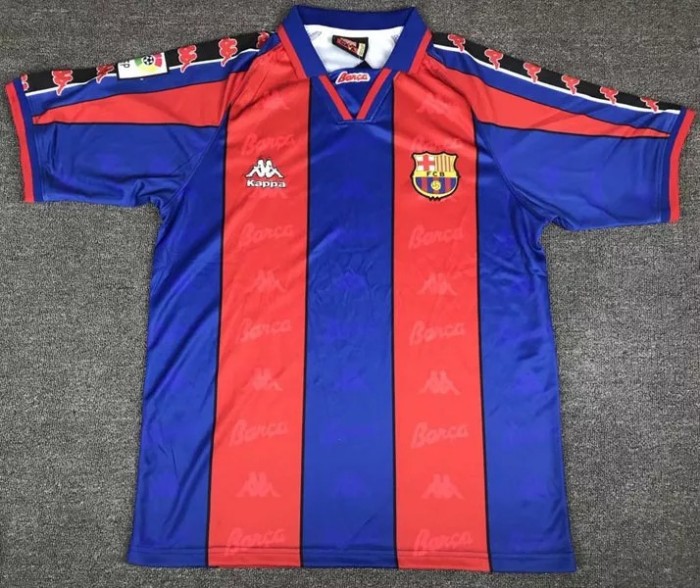 1996-1997 RONALDO # 9 Barcelona Home Red and Blue Retro Soccer Jersey