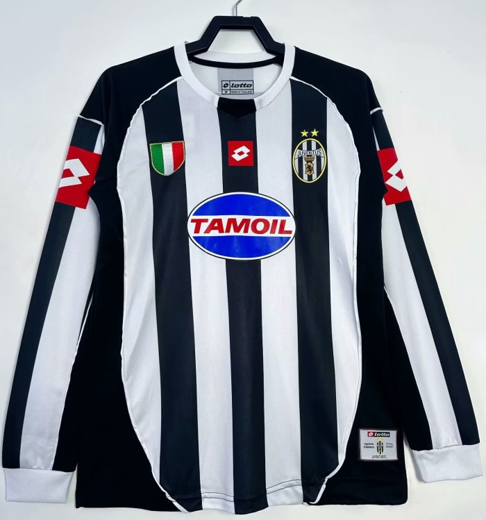 2002-2003 Juventus Home Long Sleeve Retro Soccer Jersey