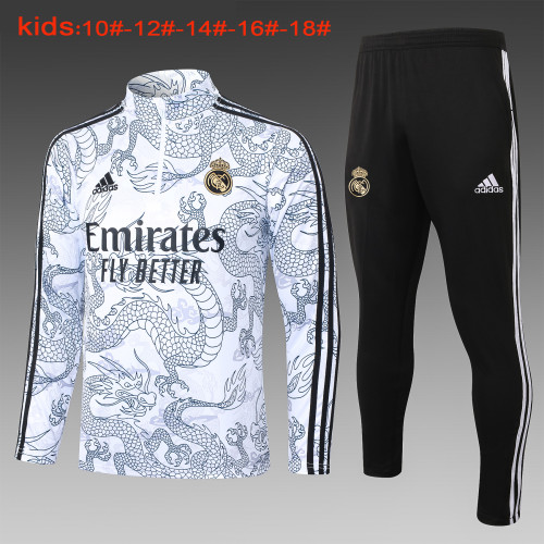 23-24 Real Madrid High Quality Kids Half Pull Tracksuit