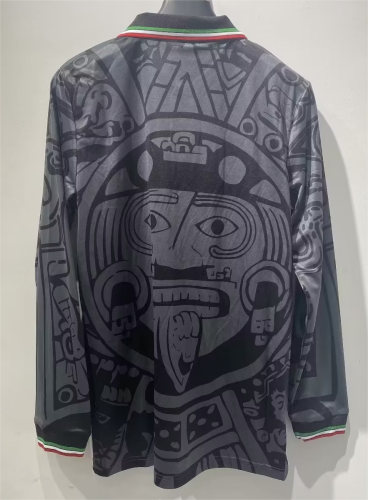 1998 Mexico Black Long sleeves Retro Soccer Jersey