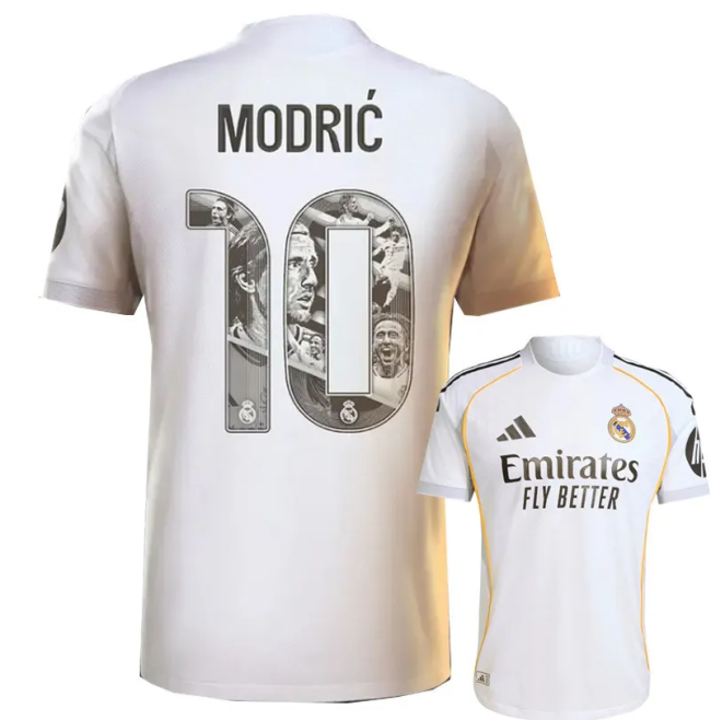 25-26 Real Madrid Home MODRIC #10 Print Picture Number Fans Soccer Jersey