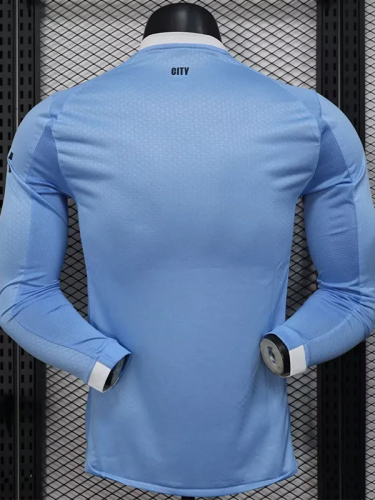25-26 Manchester City Home Long Sleeve Player Version Soccer Jersey (长袖球员)