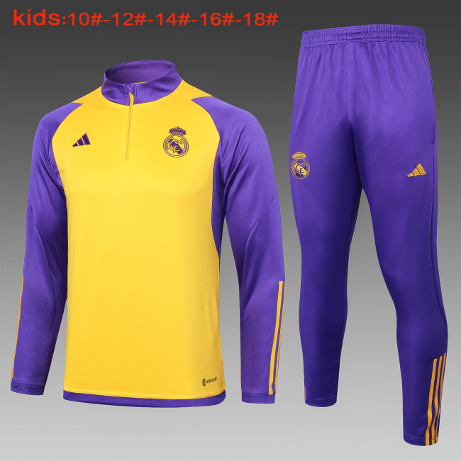 23-24 Real Madrid High Quality Kids Half Pull Tracksuit
