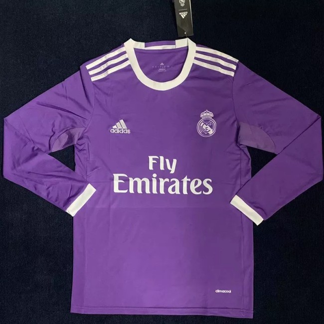 2016-2017 Real Madrid Away Long Sleeve Retro Soccer Jersey