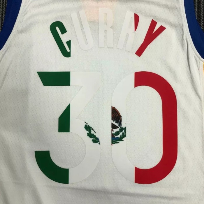21-22 Warriors CURRY #30 'Mexico' White City Edition Top Quality Hot Pressing NBA Jersey